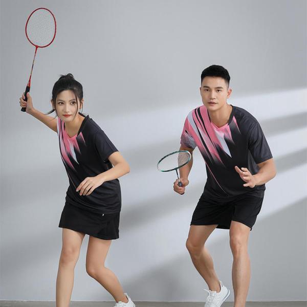 Traje desportivo Traje de treino de badminton para homens e mulheres T-shirts com impressões completas