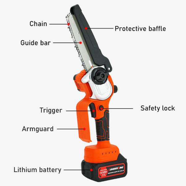 Mini Cordless Brushless Chainsaw 6 Inch Electric Battery Powered Chainsaw With Auto Oil Pump System
