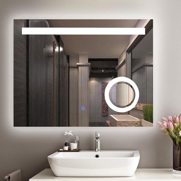Bathroom Intelligent Touch Wall Mounted Lighted Makeup Mirror 4mm Aluminum