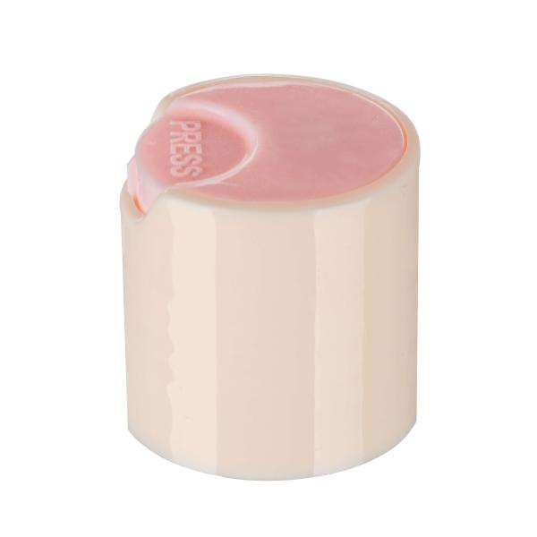 24/410 Off - White PP Plastic Press - To - Open Flip Top Cap For Cosmetic Packaging, Lotion Cap
