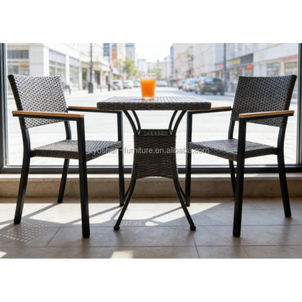 Yoshen French Bistro Dining Arm Chair Rattan Comfortable Waterproof Contemporary Design Outdoor Hotel Restaurant