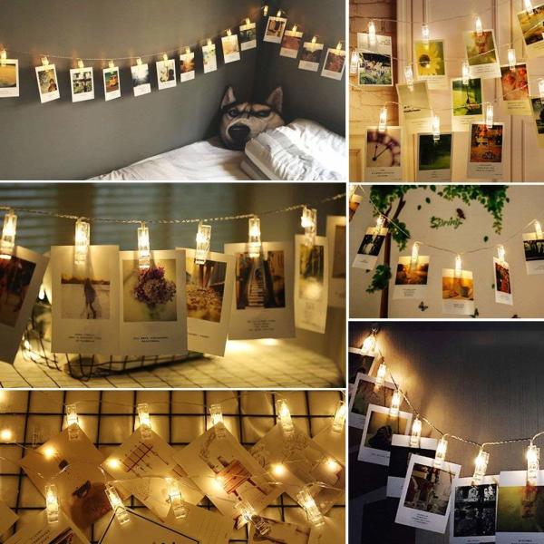 Photo Clip String Lights LED Battery Pictures Bedroom Wall Patio Halloween Thanksgiving Christmas Party Wedding Decor