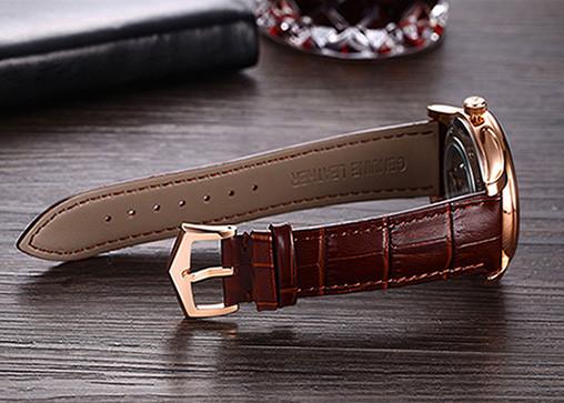 316L Case Genuine Leather Strap Automatic Wristband Watch Waterproof