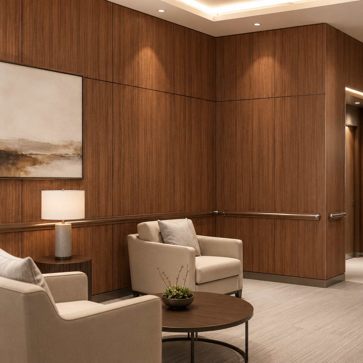 Wood Grain HPL Compact Laminate Wall Panel for Hospital, Senior Care, Hotel Restaurant, Office & Home Interior Decoration