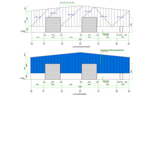 Heavy Duty Light Steel Bldg Workshops Plants Prefab Steel Warehouse Weld Cut Bend
