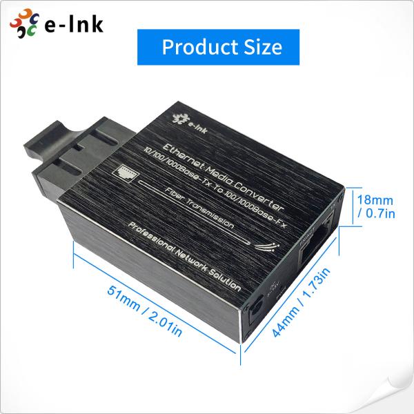 SC Mini Optical Fiber Media Converter 10/100/1000Base-Tx To 100/1000Base-Fx