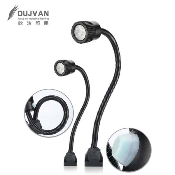 OUVJAN F3 Flexible Gooseneck LED Machine Tool Light IP67 Waterproof Dustproof 5W 400Lm 30° Beam Angle CRI>80 Aluminum Body 50000H Lifespan AC/DC12V 24V AC220V Optional