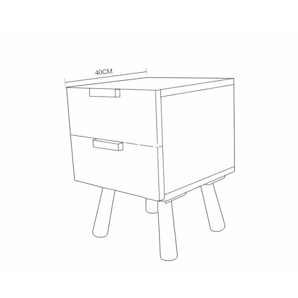 Home Furniture 2 Drawers Oak Night Stand Wooden Bedside Tables