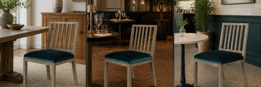 Bobbin Spindle Back Upholstered Dining Chair CYC-053