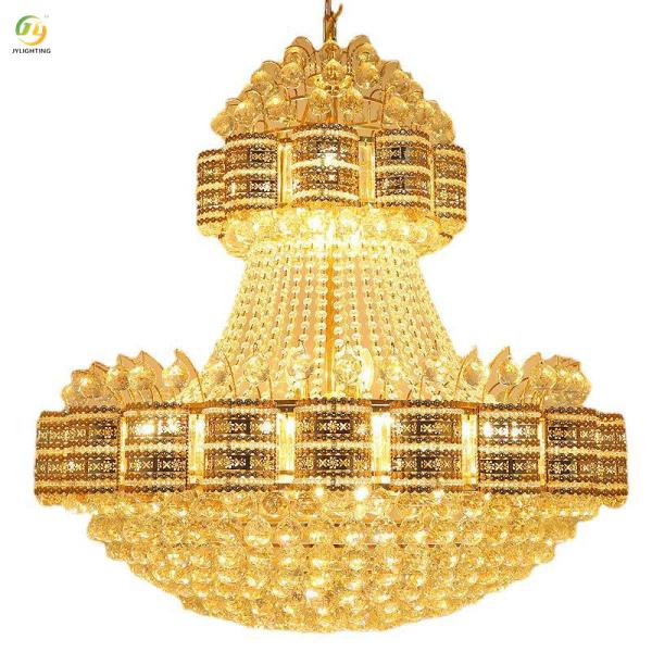 JYLIGHTING Villa Staircase Crystal Lamp Gold Living Room Lamp Atmosphere Creative Chandelier Restaurant Lobby Hotel Crystal Pendant Light