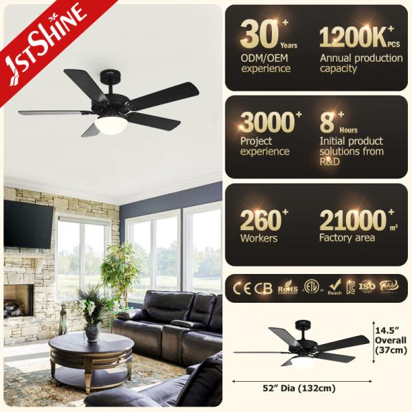 Ventilador de teto preto com kit de luz multifunção 6 velocidade velocidade do vento