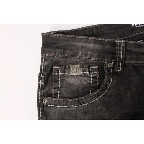 68% Cotton 30% Polyester Men'S Denim Pants Distressed Black 30-40 Size