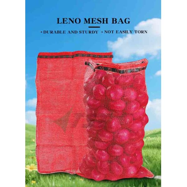 48*78cm 25kg Senegal Red Pp Potato Leno Bag / Onion Sacks Bulk