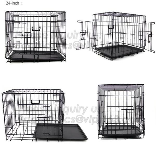 wholesale heavy duty stainless steel dog cage , large double foldable dog kennel, Vet Cage Bank Pet Cages Round Cornered