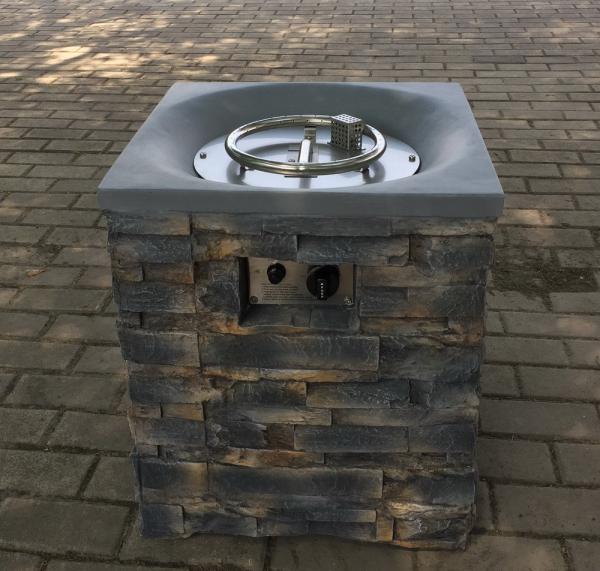 Brazier Outdoor Garden Propane Gas Fire Pit Slate Rock Liquefied Petroleum Camping