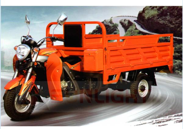 Red 3 Wheel Dump Truck / Cargo Motor Tricycle For Mountain Mining Plantation