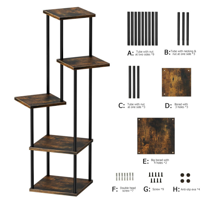 Hot Selling 5 Tiered Elegant Metal Flower Shelf Corner Plant Stand Perfect Boho Decor Plant Stand Outdoor