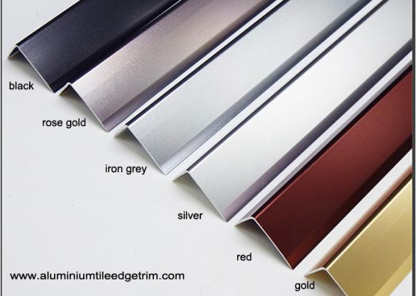 Anodized Effect Angle Shaped Aluminium Floor Trims For Home / Drywall / Countertops