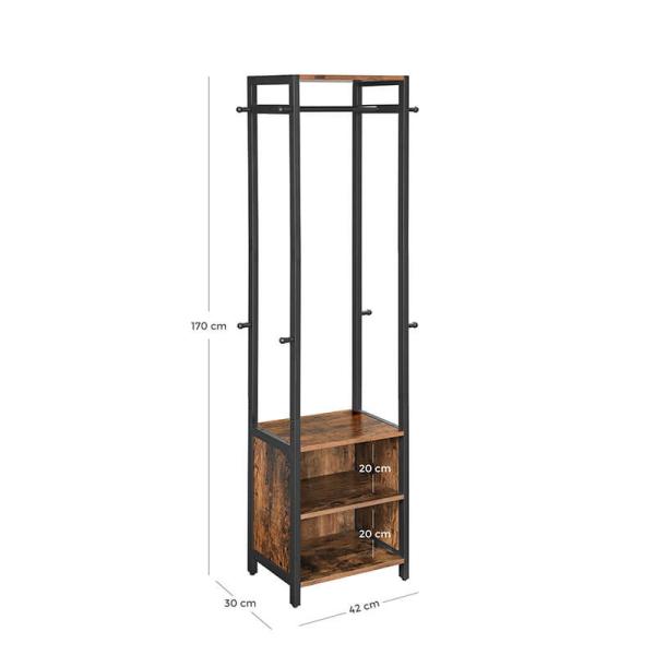 Small Coat Stand with Hooks, Industrial Coat Rack, Wooden Coat Stand, Small Hall Tree, LCR82BX