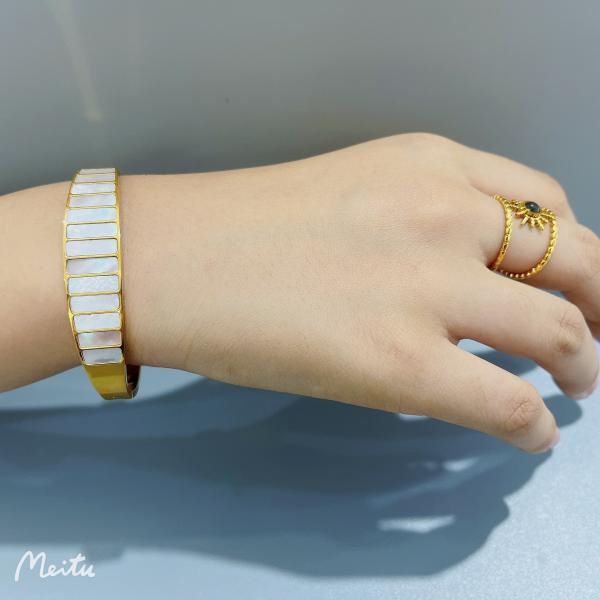 European And American Style Bracelet Stainless Steel Bracelet Vertical Stripe Inlaid Bangle