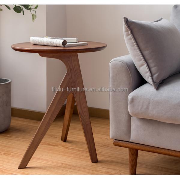 Vintage Round End Table Customized Designs for Coffee Side Table in Solid Wood Living Room Furniture
