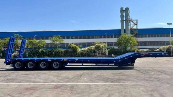 80T Lowbed Trailer Transport Construction Machinery Equipment Such As Excavator Wheel Loader Bulldozer