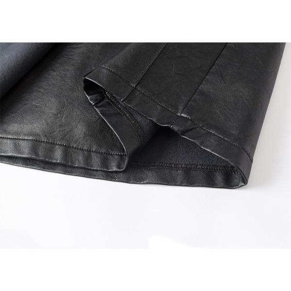 Black PU Skirt Ladies Dress Skirt Short Style Pleather Slim Dress button through Placket