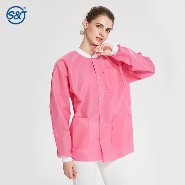 Disposable Lab Coat Nonwoven Lab Jackets with Knitted Collar and Cuff Lab uniform