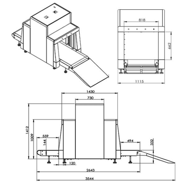 80 x 65cm Tunnel X ray Security Baggage Scanner For Commercial Buildings baggage scanning machine luggage scanner