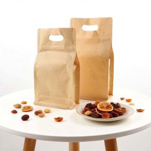 Customized Food Stand Up Pouch Moisture Proof Kraft Paper Zipper Pouches