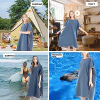 Tissu de plage en microfibre poncho en capuche pour adultes et enfants en tricot sport pour le changement de bain