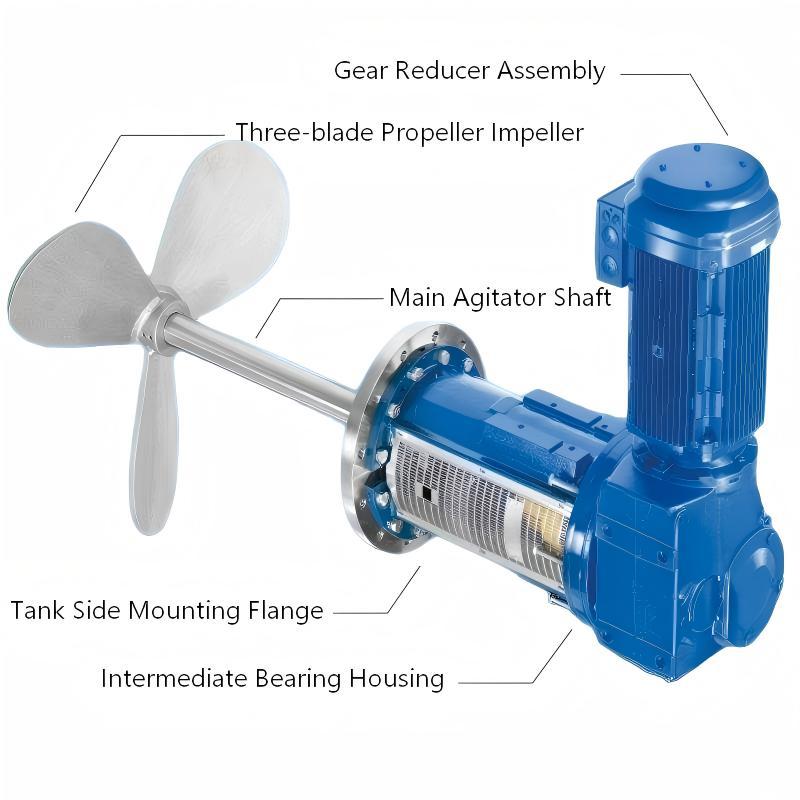 Side Entry Agitator with Spiral Bevel Gear Drive for Industrial Wastewater and Chemical Storage Tanks