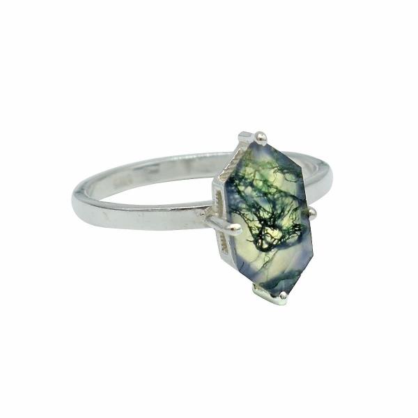 Кольцо агата мха шестиугольника с как женщинами захвата подарка звенит