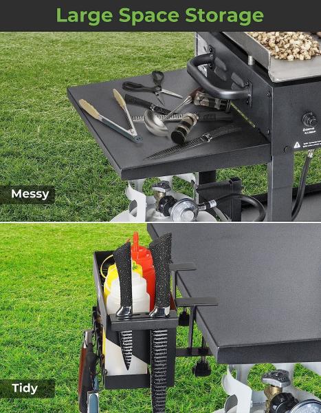 Stainless Steel Grill Accessories Caddy with Paper Towel Holder for Outdoor Grill Griddle