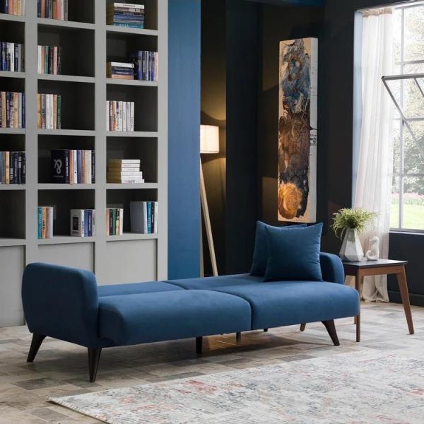 Cara furniture manufacture antifouling Stain Resistant fabric new blue sofa sets bed with storage
