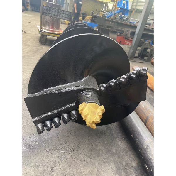 Hydraulic Auger Drive Attachment with Tungsten Carbide-Tipped Drill Bit and ISO 13031 Quick Coupler for 5-20 Ton Excavators