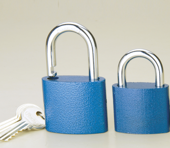 Rarlux High Security Durable Decentered Solid Blue Color Plastic Painted Hardened Steel Iron Padlock Solid Brass Cylinder Key