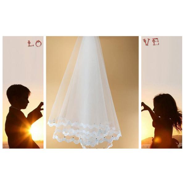 Embroidery  lace with bead   Ivory/White Bridal Veil with Rhinstone Wedding Accessories