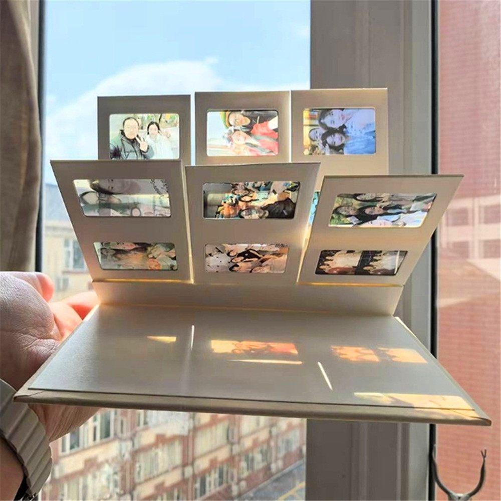 Accordion Fold Shadow Photo Album With Window Frame Panels And 3M Adhesive