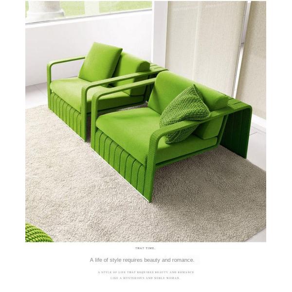 Exquisite Design Courtyard Garden Woven Rope Aluminum Sofa And Bench Chair Set