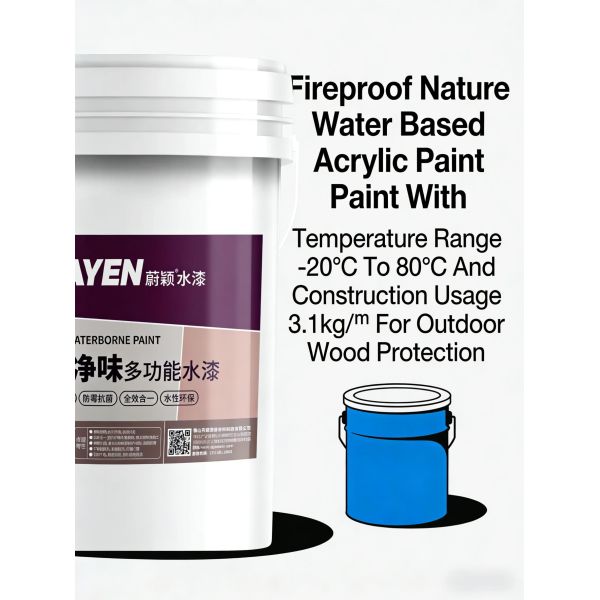 Fireproof Nature Water Based Acrylic Paint With Temperature Range -20°C To 80°C And Construction Usage 3.1kg/㎡ For Outdoor Wood Protection