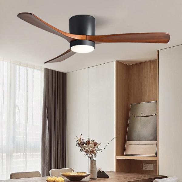 Fabrique de lampes de ventilateur de plafond LED - HFBH modèle 657 design moderne 3 lames en bois massif 42 52 pouces ventilateur de plafond avec lumière