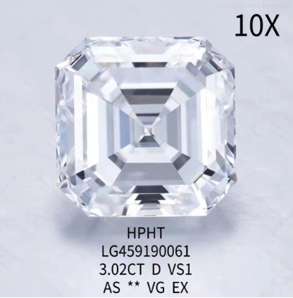 3.02 Ct D VS1 EX Лабораторно выращенный бриллиант Ювелирные изделия HPHT Квадратный изумрудный бриллиант
