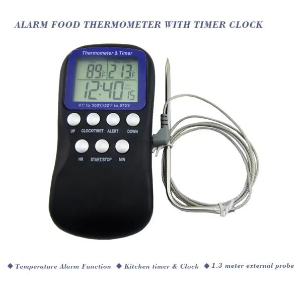 DTH-11 -50 To 300℃ Digital Food Cooking Thermometer, Alarm Kitchen Thermometer With Timer Function For Meat, Milk, Grill, Oven, Smoker, Barbecue