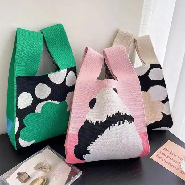 Popular Women Handbag Custom Polyester Woven Bag Mini Tote Shopping Bags