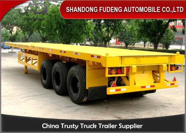 13m Steel Lock Flatbed Container Trailer For Steel Pump / Container Transportation
