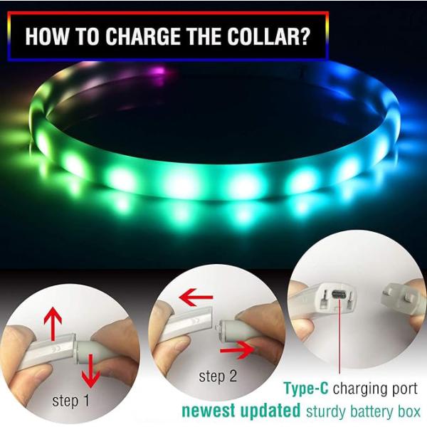 Customization Service Provided Waterproof USB Rechargeable Silicone LED Dog Collar