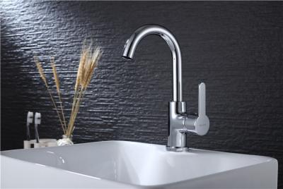 Chrome Plated Industrial Sink Faucet , Ceramic Valve Core Brushed Stainless Kitchen Faucet
