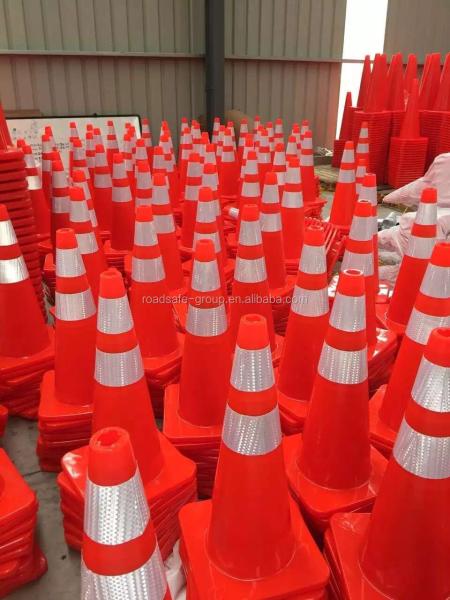 PVC Traffic Cones Safety Cone With Reflective Tape 70cm 28inches Orange Warning Cone