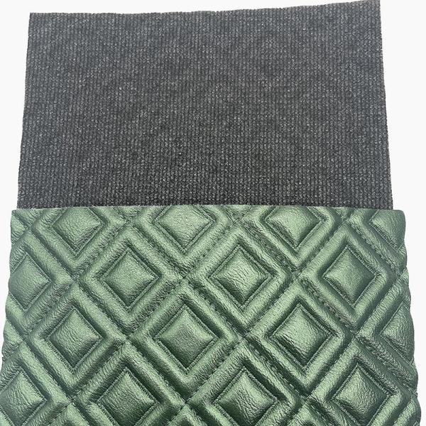 Cuir synthétique perlé matelassé broderie losange en PVC, mousse perforée à l'aiguille pour housse de siège auto, canapé, tissu simili cuir